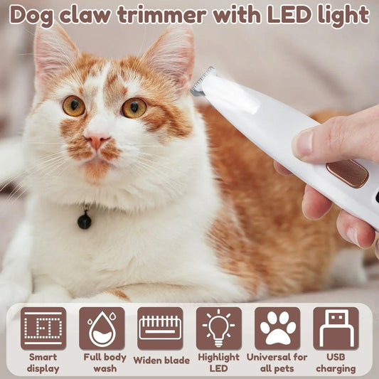 Wasserdichter Hundepfoten-Trimmer mit LED-Licht – Präziser Fellschneider mit LED-Anzeige und 18 mm Klinge