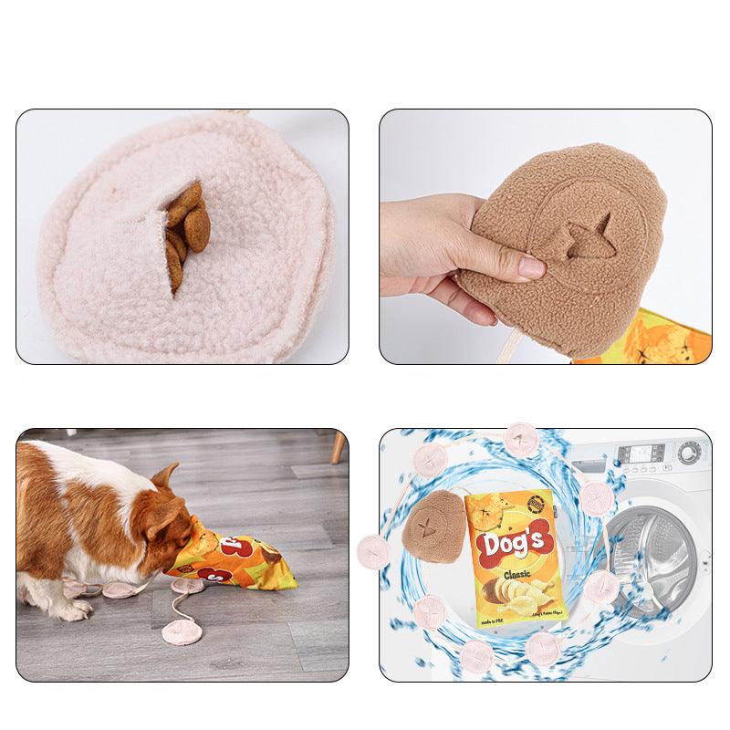 Knuspriger Spaß für Hunde – Schnüffelmatte im Chips-Design mit Spiel- und Futtertraining