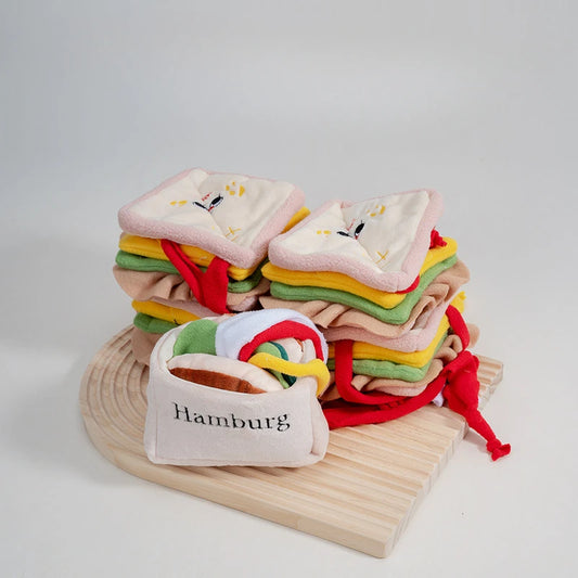 Snacktastisch – plüschiges Schnüffelspielzeug im Sandwich- oder Burger-Look!
