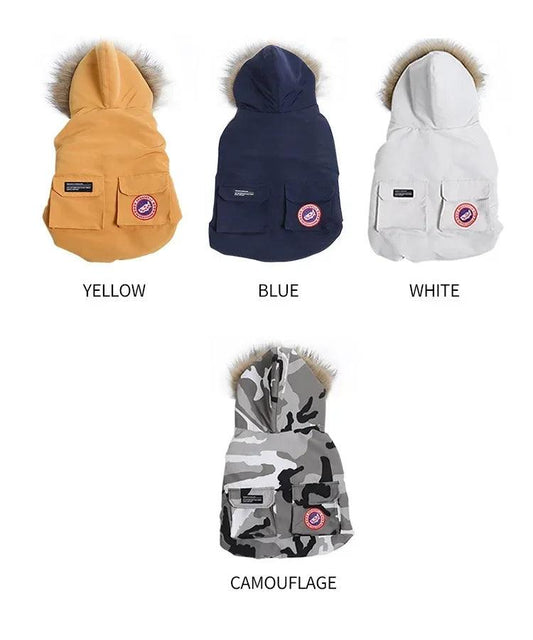 Designer Winterjacke für Hunde – Warme, stylische Hundejacke mit Kapuze für kleine, mittlere und große Hunde
