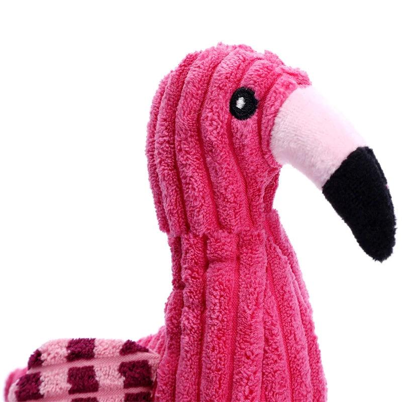 Plüsch-Hundespielzeug „Flamingo“ – Robustes Cord-Spielzeug mit Quietschfunktion