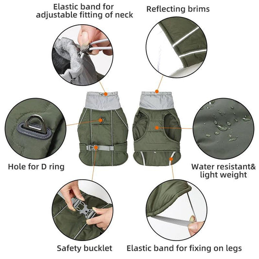 Luxuriöse Winterjacke für Hunde – Wasserdicht, Warm & Reflektierend