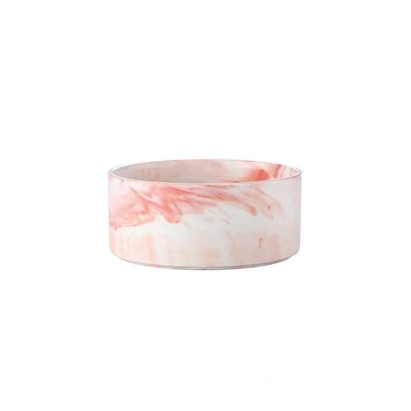 Luxus-Hundenapf „Marble“ – Schüssel aus Marmor-Keramik mit Holzständer