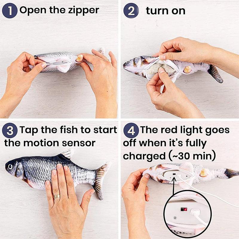 Interaktives Floppy-Fischspielzeug – Beweglicher USB-Fisch für spielbegeisterte Hunde