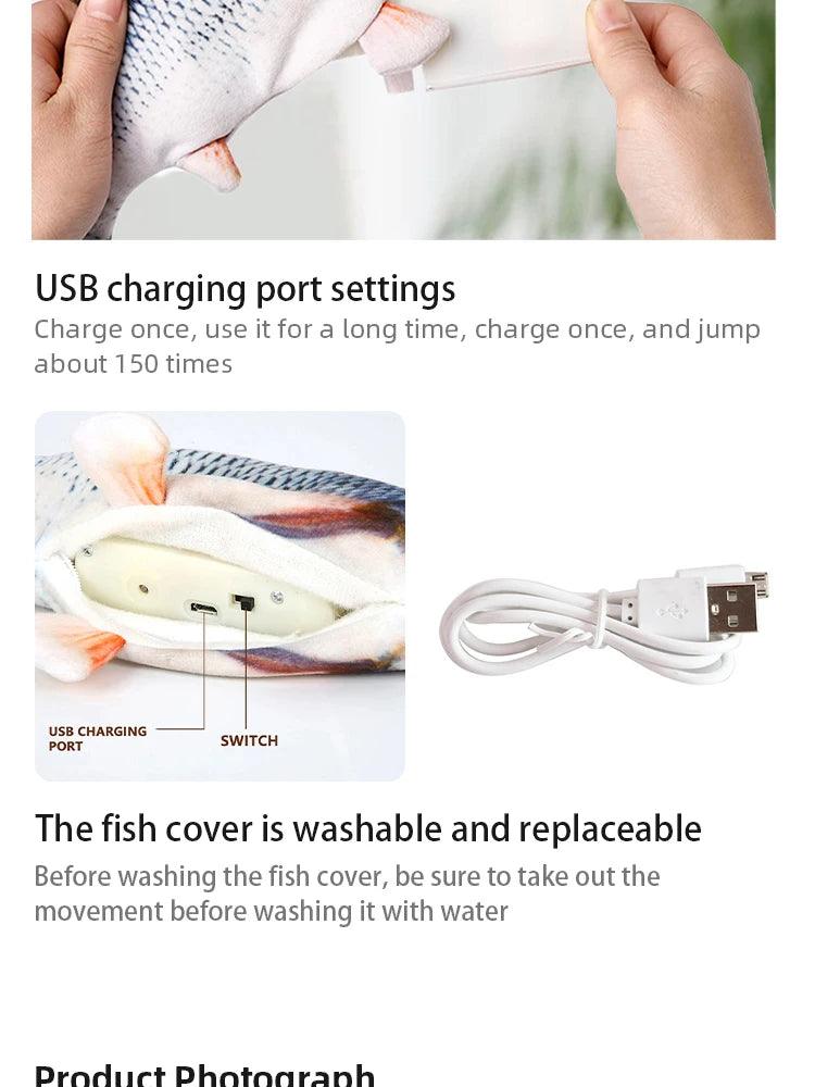 Interaktives Floppy-Fischspielzeug – Beweglicher USB-Fisch für spielbegeisterte Hunde