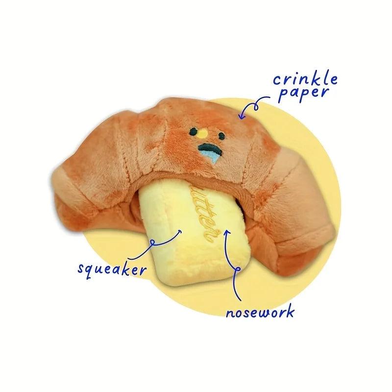 Interaktives Schnüffelspielzeug – Süßes Croissant-Design mit Quietschfunktion