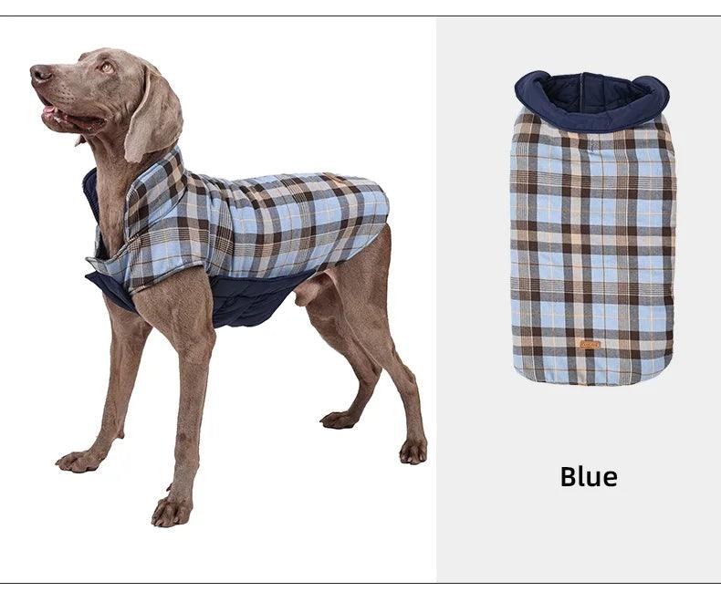 Klassische Wende-Hundejacke im Karo-Look – Wasserdichter Wintermantel mit Fleece-Futter für kleine bis große Hunde
