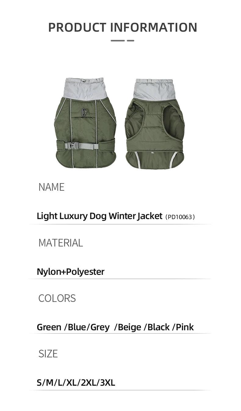 Luxuriöse Winterjacke für Hunde – Wasserdicht, Warm & Reflektierend