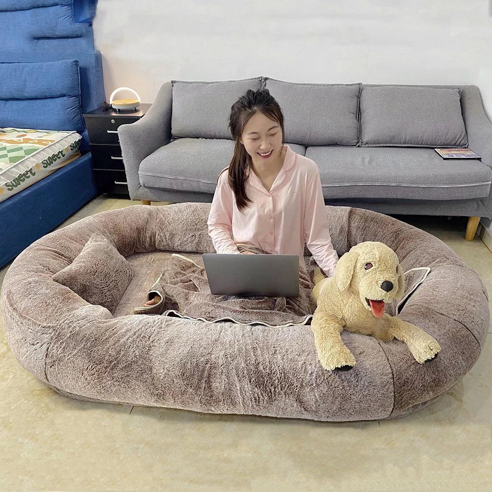 Luxuriöses XXL-Hundebett „ComfyNest“ – Weiches, wasserfestes Hundebett für große Hunde & Menschen