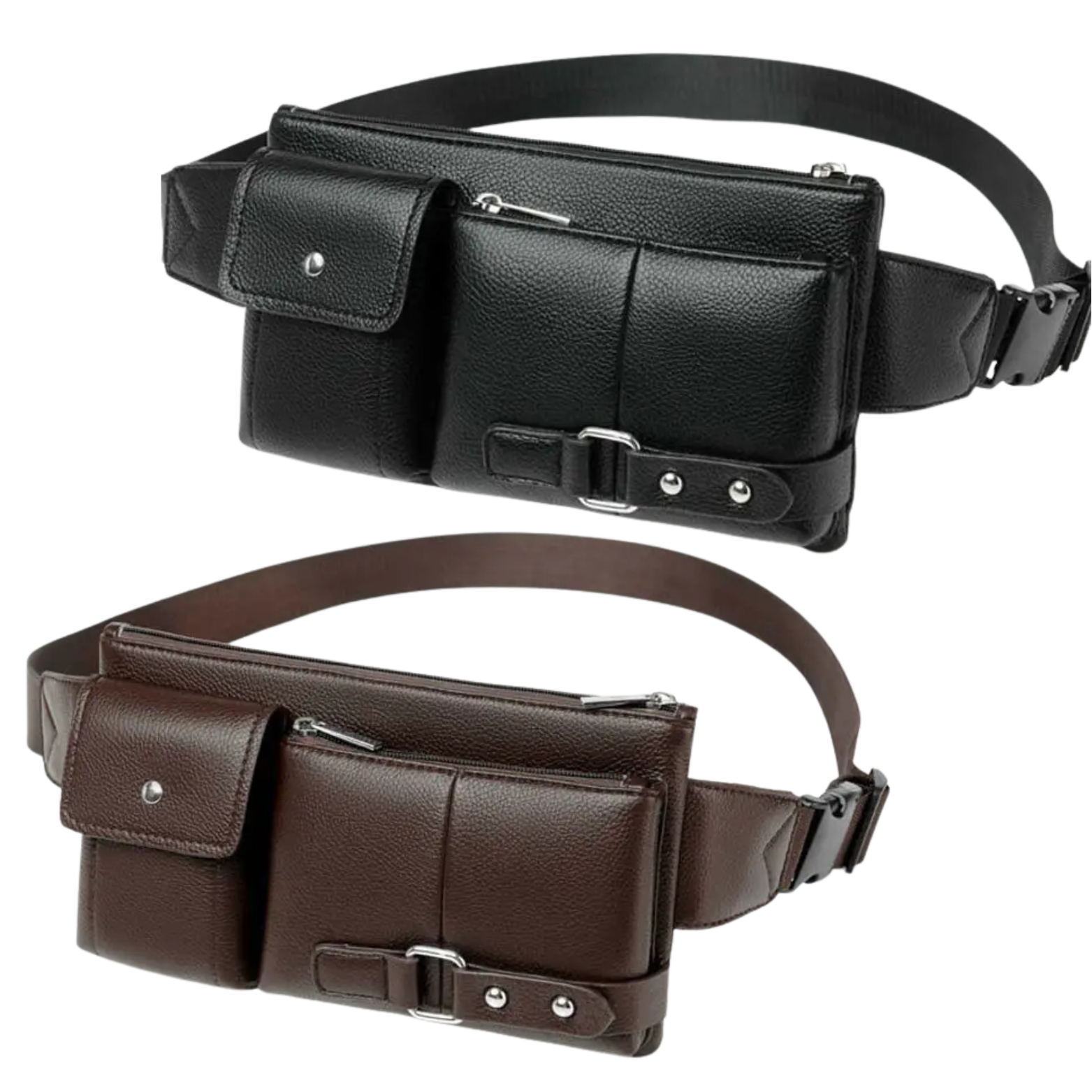 Stylische Gürteltasche aus PU-Leder – Alltagstaugliche Hüfttasche mit Kotbeutel- & Leckerli-Fächern, verstellbar & wasserabweisend