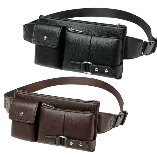 Stylische Gürteltasche aus PU-Leder – Alltagstaugliche Hüfttasche mit Kotbeutel- & Leckerli-Fächern, verstellbar & wasserabweisend